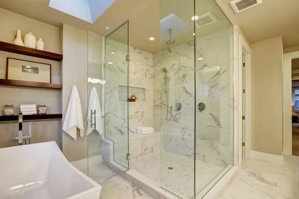 Luxury glass shower bathroom remodel